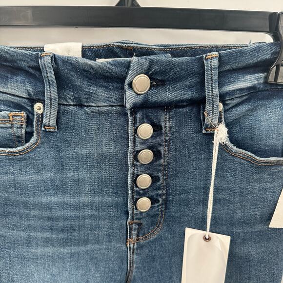 GOOD AMERICAN NWT Good Legs Button Fly Skinny Denim Jean in Indigo483 // 0 - Picture 4 of 9